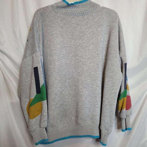 Oversize Sweatshirt Pullover Ge Retro 80s ometric Shapes Applique Couture Lady - Picture 11 of 12